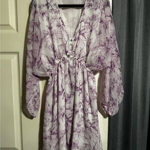 Floral Purple and White Dress